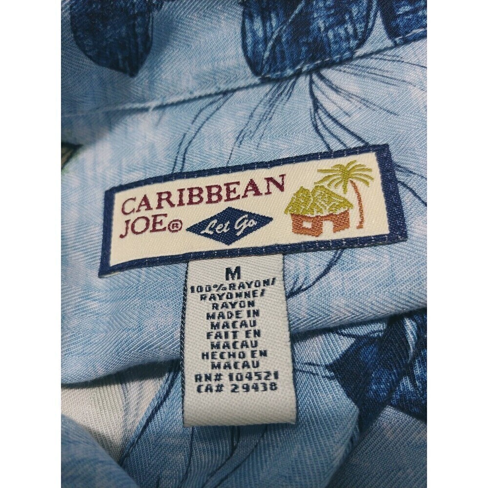 Caribbean joe Hawaiian Shirt for Mens Size Medium Blue Short Sleeve 100% Rayon - Picture 6 of 11